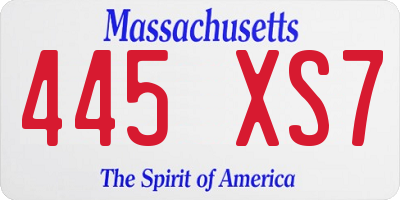 MA license plate 445XS7