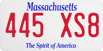 MA license plate 445XS8