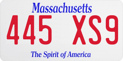MA license plate 445XS9