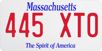 MA license plate 445XT0