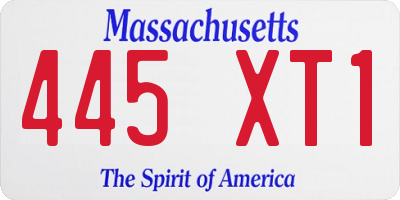 MA license plate 445XT1