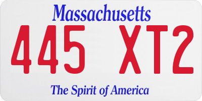 MA license plate 445XT2