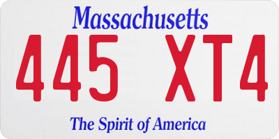 MA license plate 445XT4
