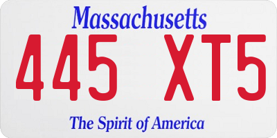 MA license plate 445XT5