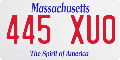 MA license plate 445XU0