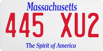 MA license plate 445XU2