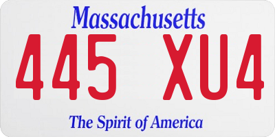 MA license plate 445XU4
