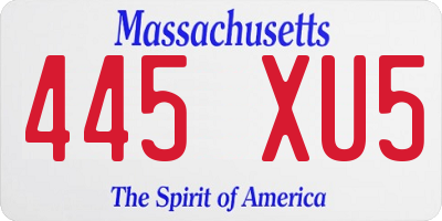 MA license plate 445XU5