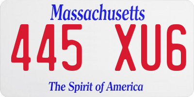 MA license plate 445XU6