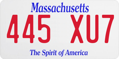 MA license plate 445XU7
