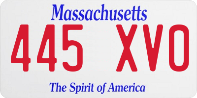 MA license plate 445XV0