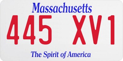 MA license plate 445XV1