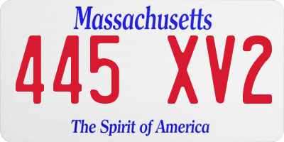 MA license plate 445XV2