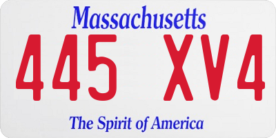 MA license plate 445XV4