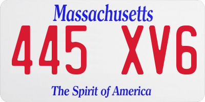 MA license plate 445XV6