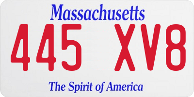 MA license plate 445XV8