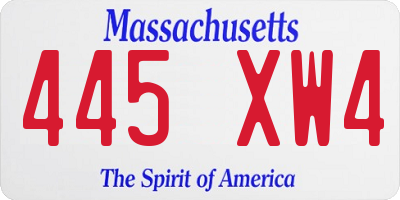 MA license plate 445XW4