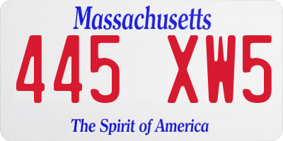MA license plate 445XW5