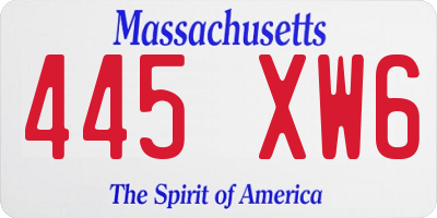 MA license plate 445XW6