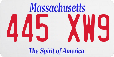 MA license plate 445XW9