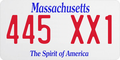 MA license plate 445XX1