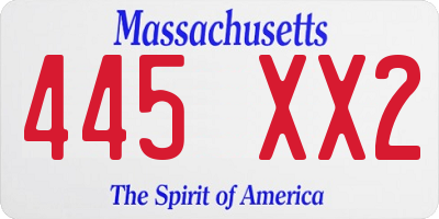 MA license plate 445XX2