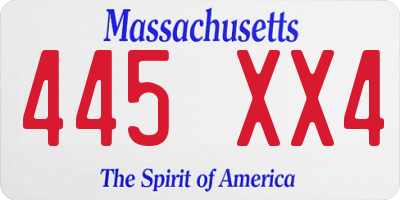 MA license plate 445XX4