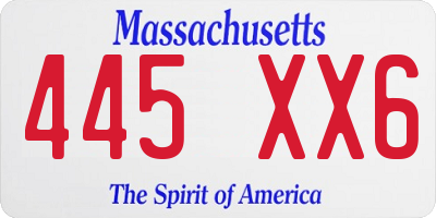 MA license plate 445XX6