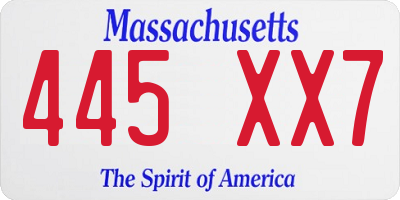MA license plate 445XX7