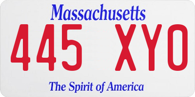 MA license plate 445XY0
