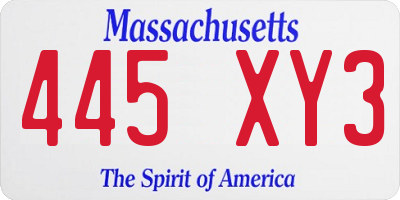 MA license plate 445XY3