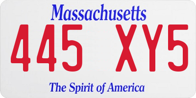 MA license plate 445XY5