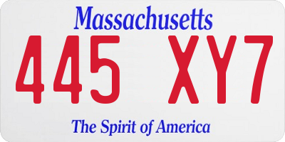 MA license plate 445XY7