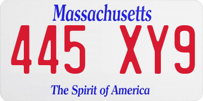 MA license plate 445XY9