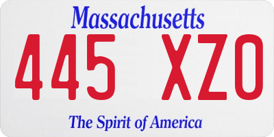 MA license plate 445XZ0