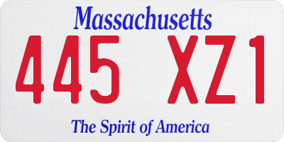 MA license plate 445XZ1