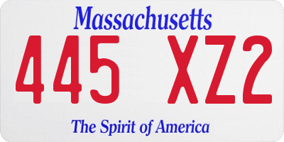MA license plate 445XZ2