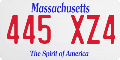 MA license plate 445XZ4