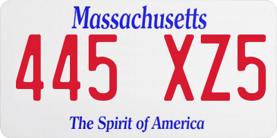 MA license plate 445XZ5