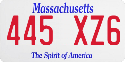 MA license plate 445XZ6