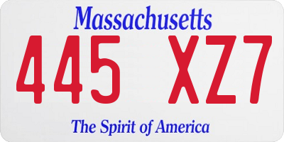 MA license plate 445XZ7