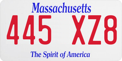 MA license plate 445XZ8