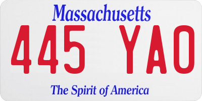 MA license plate 445YA0