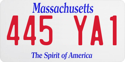 MA license plate 445YA1