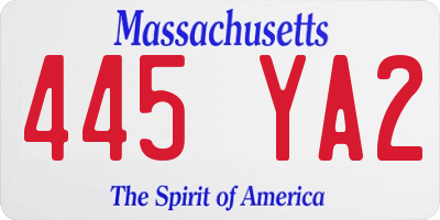 MA license plate 445YA2
