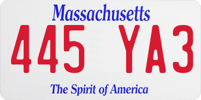 MA license plate 445YA3