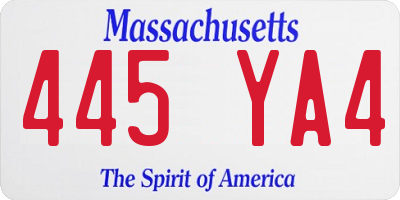 MA license plate 445YA4