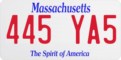 MA license plate 445YA5