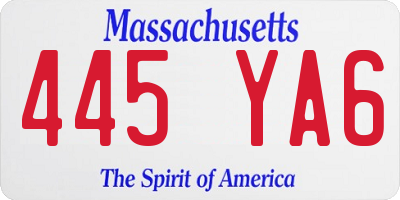 MA license plate 445YA6