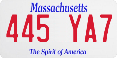 MA license plate 445YA7